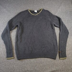 Columbia Knit Sweater Mens L Gray V-Neck Ribbed Raglan Outdoor Casual